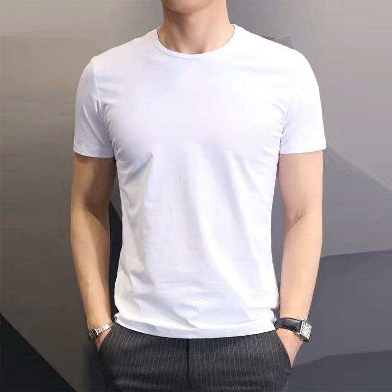 A wholesale polyester white simple youth loose short-sleeved T-shirt thermal transfer sublimation blank printing sleeve T-shirt