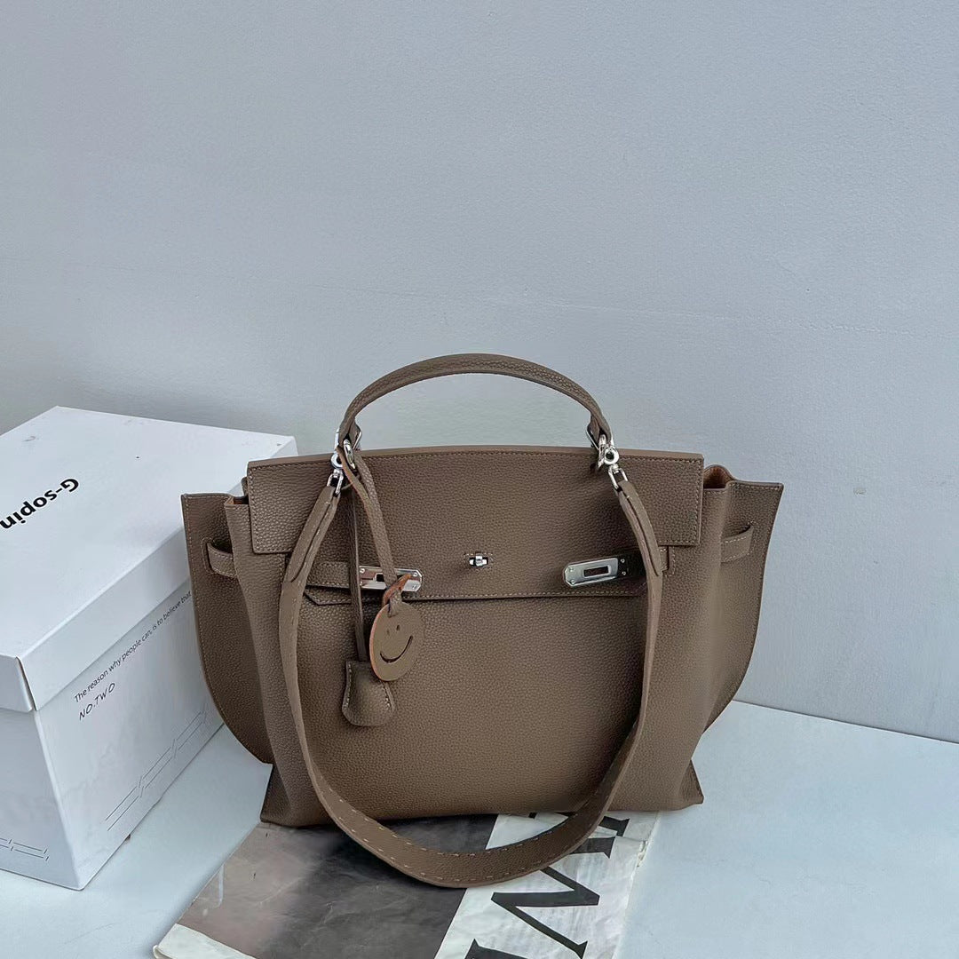 Bolso Birkin de piel de vaca de primera capa, bolso de mano de gran capacidad, bolso de viaje 