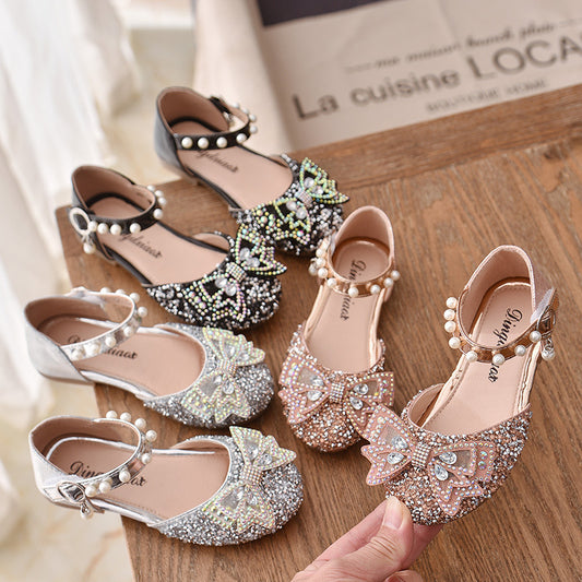 Spring and Autumn Korean girls&#039; casual dance shoes, single shoes and sandals, princess shoes, small, medium and large children&#039;s Baotou shoes.(weight:0.3kg)