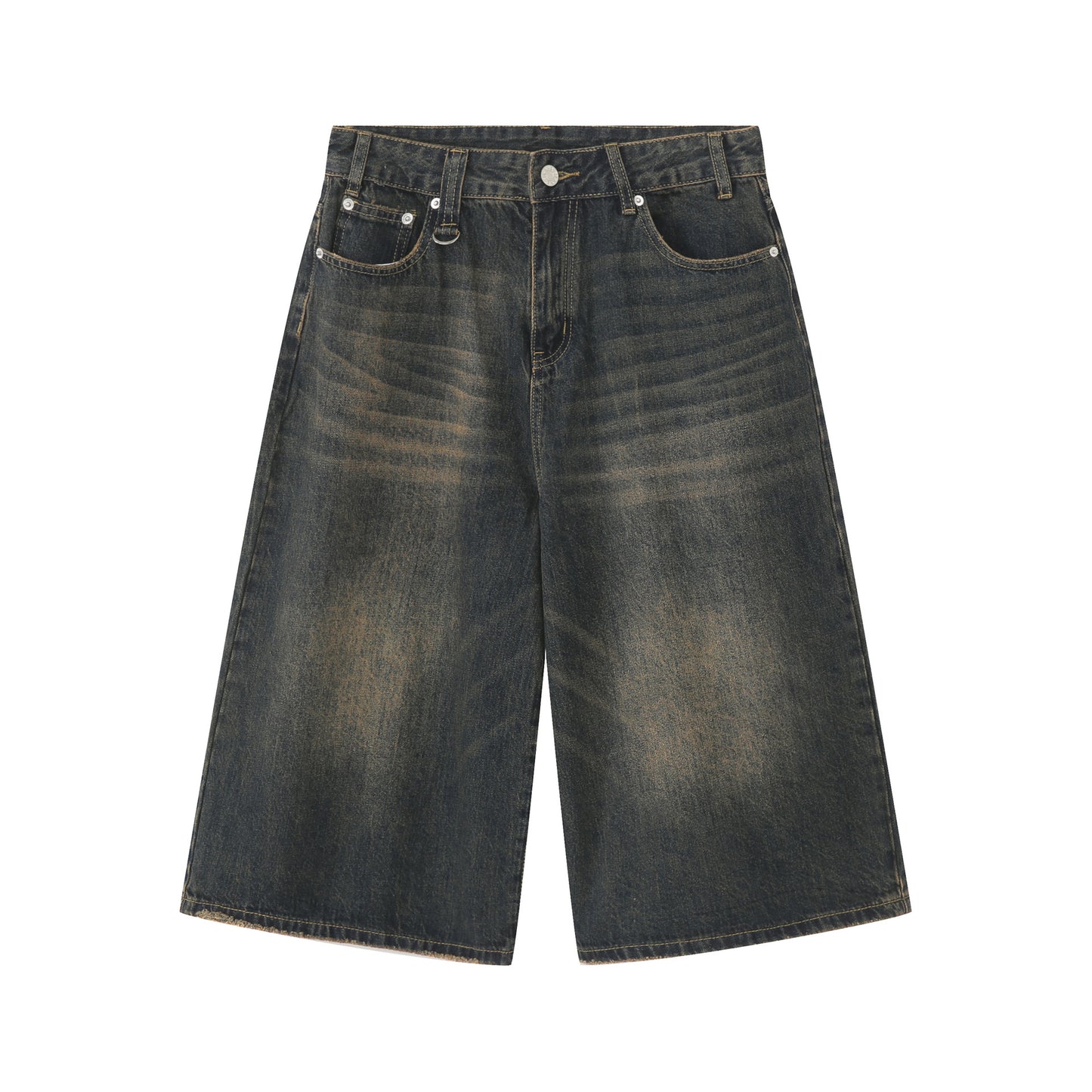 A nirben denim | Summer loose silhouette washed retro old seven-point straight denim shorts male tide