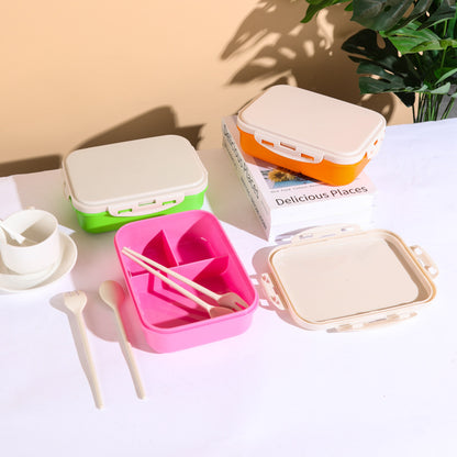 A wheat straw plastic lunch box that can be microwave oven for work, lunch box, Japanese kindergarten children's split grid lunch box