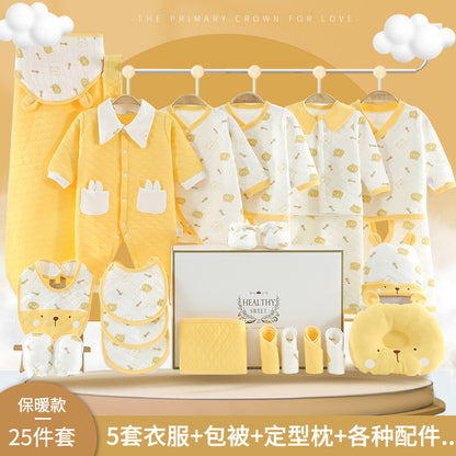 A Baby Cotton Clothes Gift Box Newborn Set Spring and Autumn Season Gift Box Clothes Newborn Full Term Baby Set High end