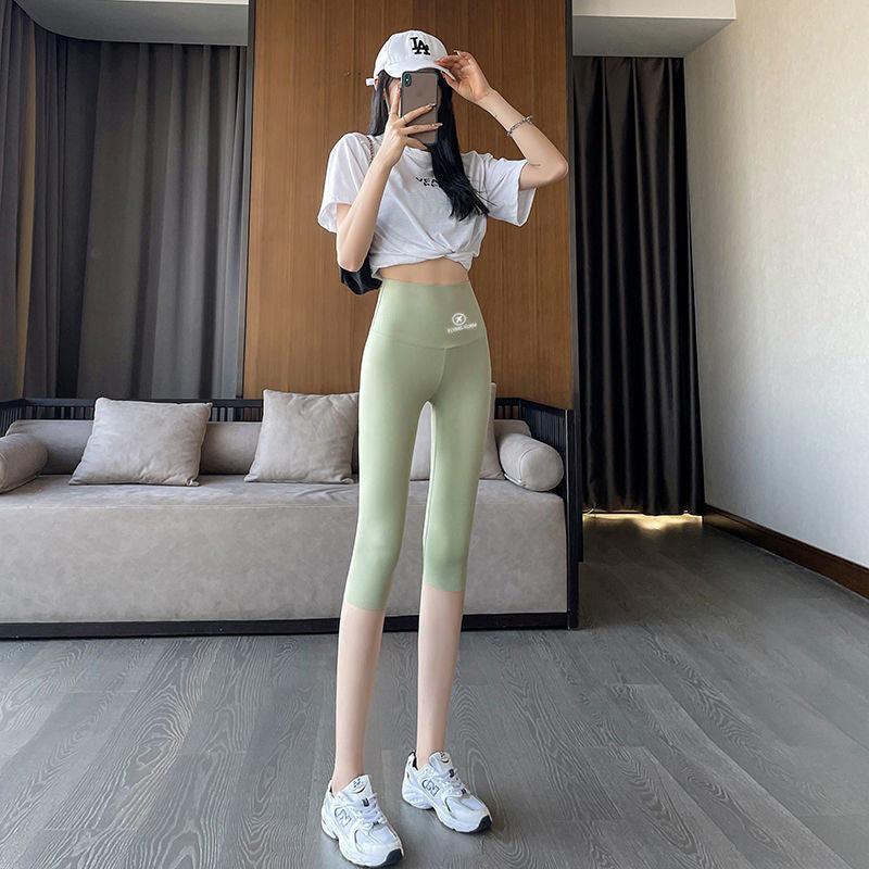 A Seven-point shark pants women's tight-fitting high-elastic Barbie pants summer thin high-waisted belly and thin leggings slim