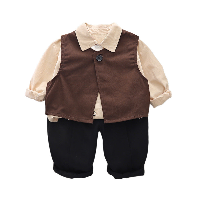 A baby autumn suit  new boys spring and autumn 1-3 years old 4 foreign style children's vest three-piece set handsome tide