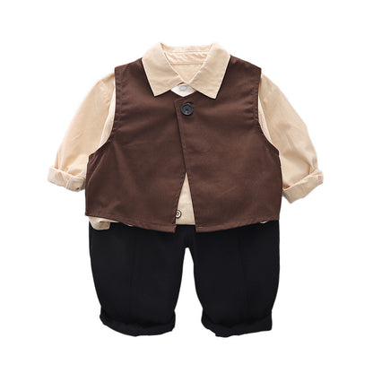 A baby autumn suit  new boys spring and autumn 1-3 years old 4 foreign style children's vest three-piece set handsome tide