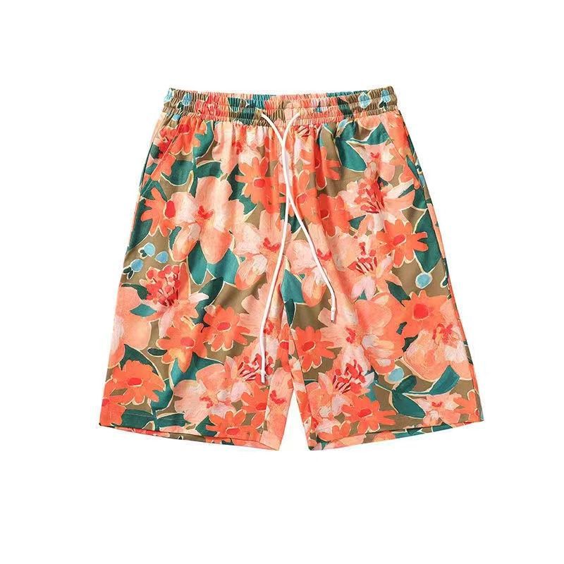 Pantalones de playa de verano para hombre, finos, de secado rápido, que se pueden usar fuera del agua, pantalones cortos holgados de flores para vacaciones en la playa de marca de moda, 0,15 kg