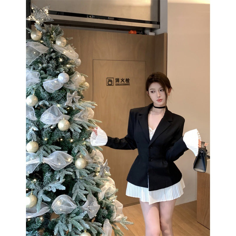 A XINKD [Philadelphia Story] Fake two-piece small blazer 2024 autumn and winter new product high-end temperament casual