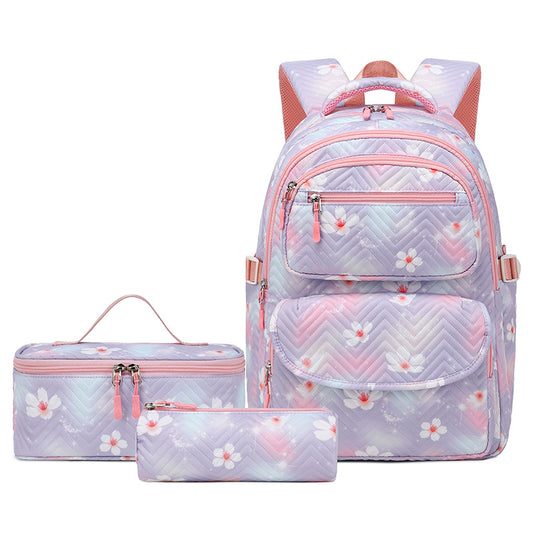 A New Printed Three Piece Set Amazon Clear and Sweet Student Backpack Fashion Backpack Three Piece Set