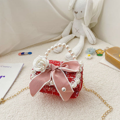 Princess, Fragrance, Chain Bag, Baby, Pearl Accessories, Hand Bag, Cute Bow Girl, Shoulder Bag