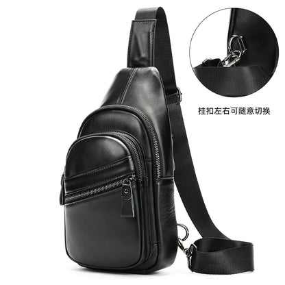 First layer cowhide men's shoulder messenger bag versatile men's leisure sports satchel business men's high-end leather breast bag