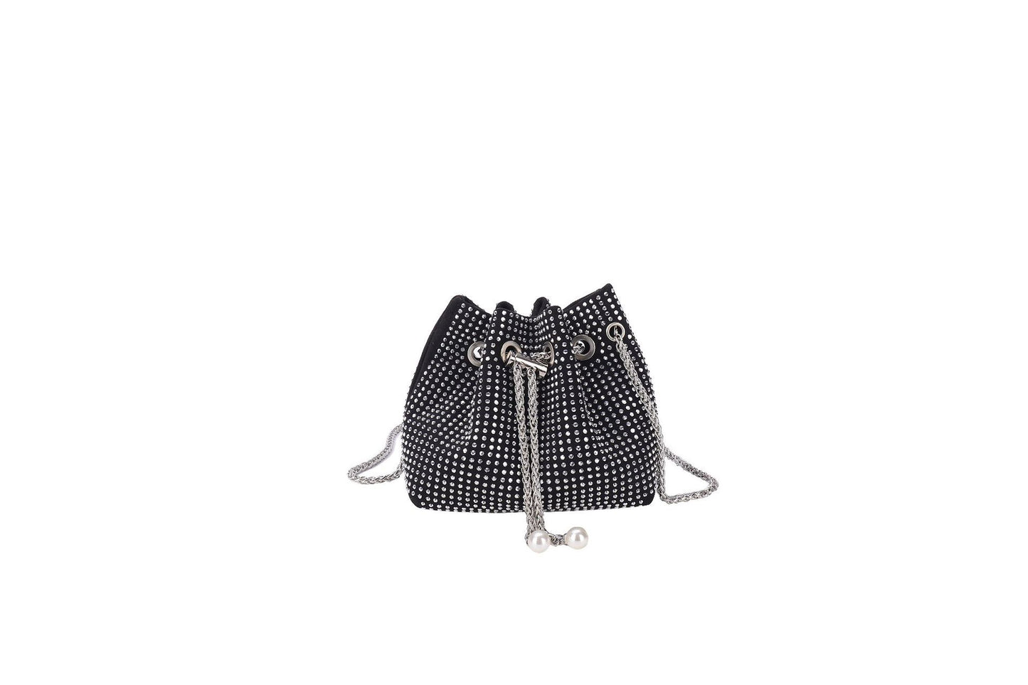 Bolso de mujer con bandolera de diamantes brillantes y bolso tipo cubo