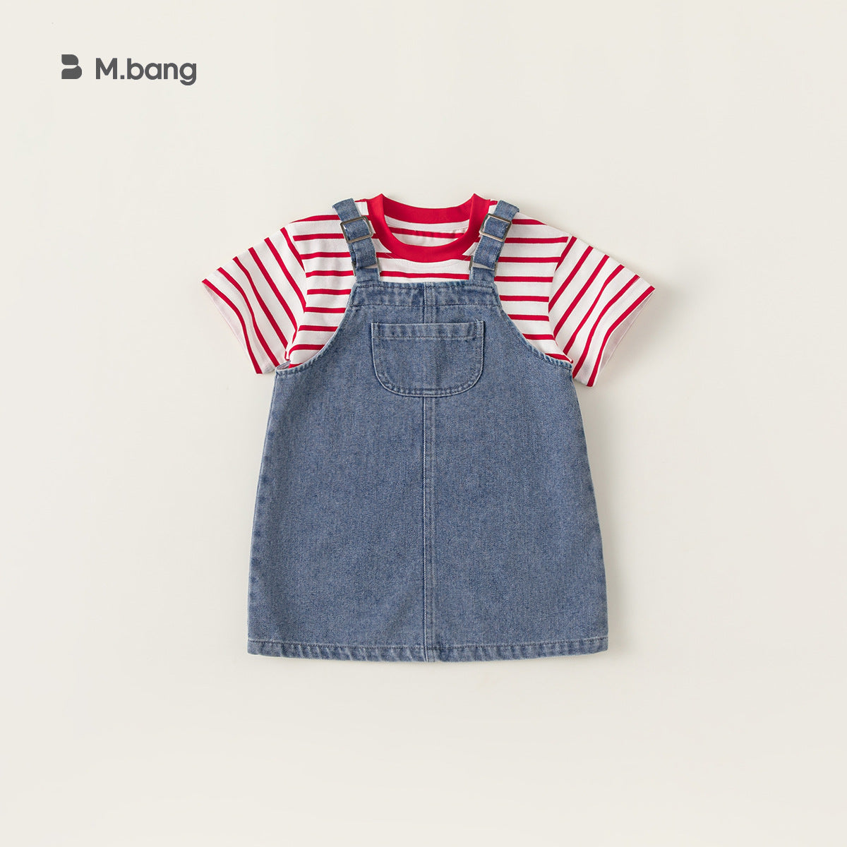 A Babycity summer girls denim bib two-piece western children&#039;s suit short sleeve T-shirt XT24018