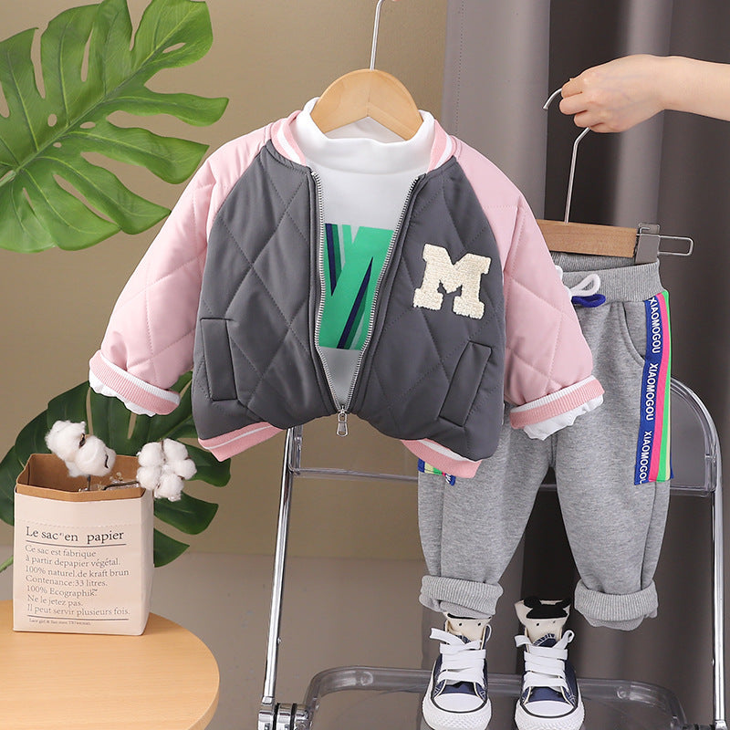 A Boys' fashion suit New baby foreign style autumn and winter three-piece set Spring, autumn and winter 1-5 year old children's clothes trend