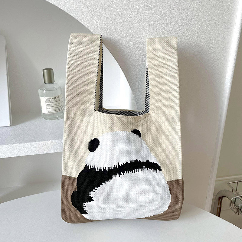 tote bag, cute animal handbag, knitted women's handbag