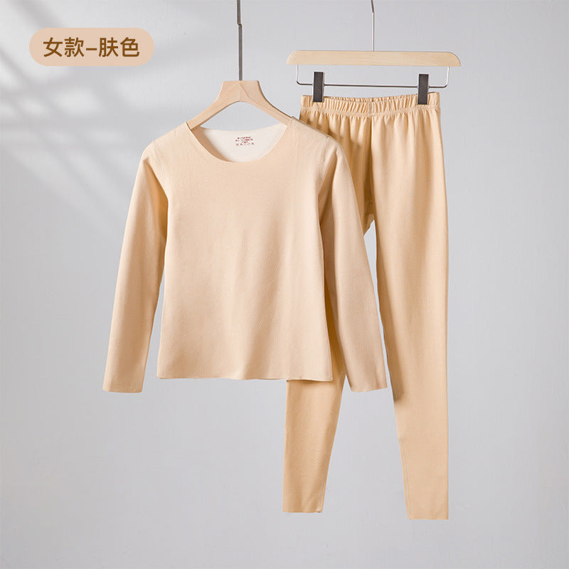 A autumn and winter silk wool thermal underwear female couple German velvet heating thickened primer long johns set wholesale