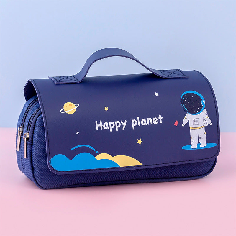 Estuche para lápices de dibujos animados para estudiantes de primaria, de gran capacidad, bonito estuche de papelería de mano, caja de herramientas creativa para el espacio de las humanidades, estuche para lápices 