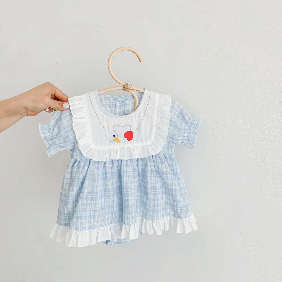 A Summer Fart Skirt 2024 Summer New Infant and Toddler Checkered Harper Dress Fashionable Girl Cute Internet Red Crawler