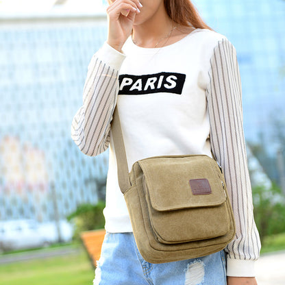 A men's bag messenger bag premium canvas bag business commuter retro small square bag casual fashion men's shoulder bag