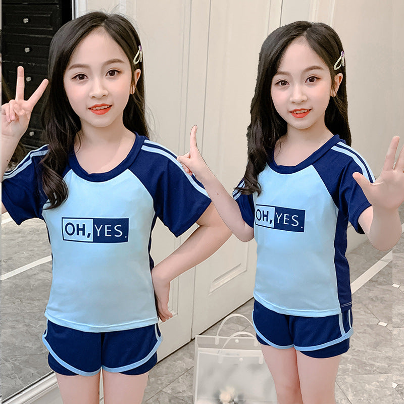 Wholesale of A Sports Children's Swimming Clothes for Girls, Summer Middle School and University Students, New Swimming Clothes and Shorts Set 0.2kgt