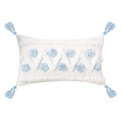 A Bohemian geometric tufted cushion pillow cover blue ins long sofa cushion soft bed and breakfast decorative pillow