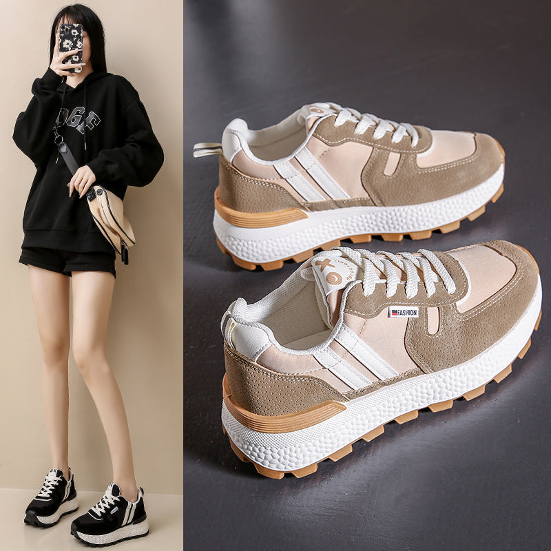 Instagram Korean New Forrest Gump Shoes for Women 2024 Spring Student Sports Running Shoes Casual Shoes Thick Sole Heightened J6107