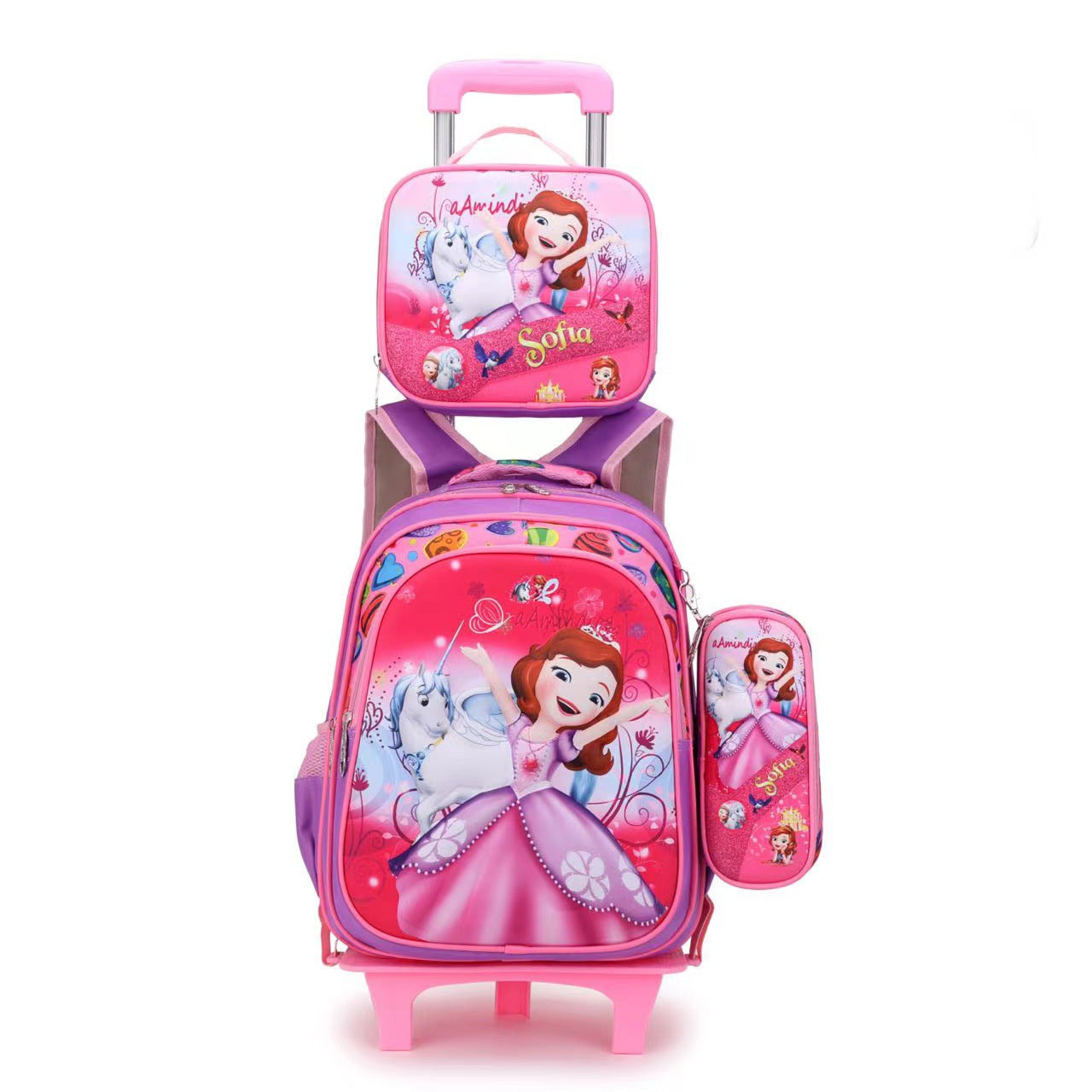 Cross border elementary school student backpack, lunch bag, pencil case, 3-piece set, children's backpack, backpack, spine protection cartoon backpack with reduced load