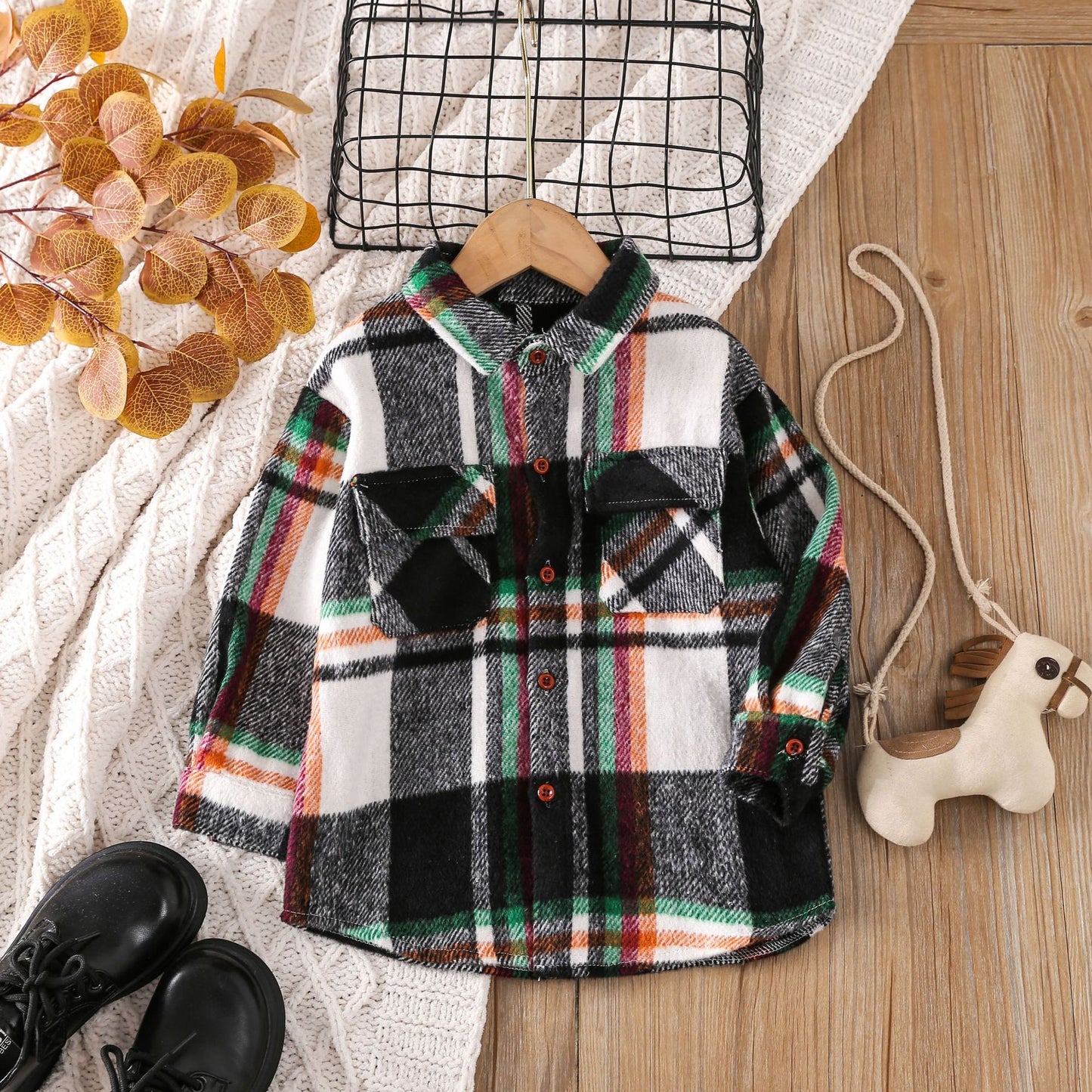 A kids wear cross-border foreign trade popular children's clothing boys and girls multi-colored plaid long-sleeved tops, spring and autumn shirts