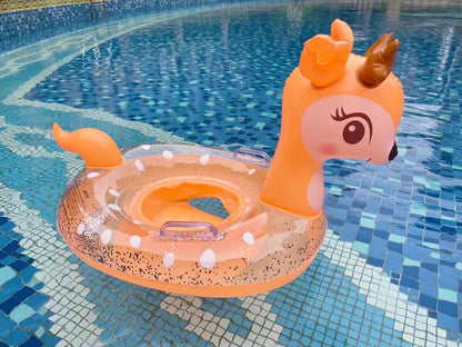 A New animal shape swimming seat with handle, cute PVC inflatable thickened lifebuoy, children's swimming ring batch