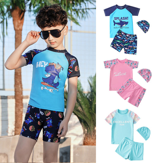 A Quick drying children's swimsuit for boys and girls, new small and medium-sized split baby girl swimsuit and swimsuit set wholesale 0.12KG