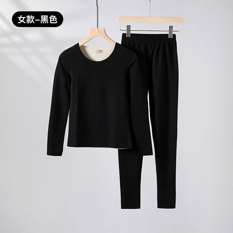 A autumn and winter silk wool thermal underwear female couple German velvet heating thickened primer long johns set wholesale