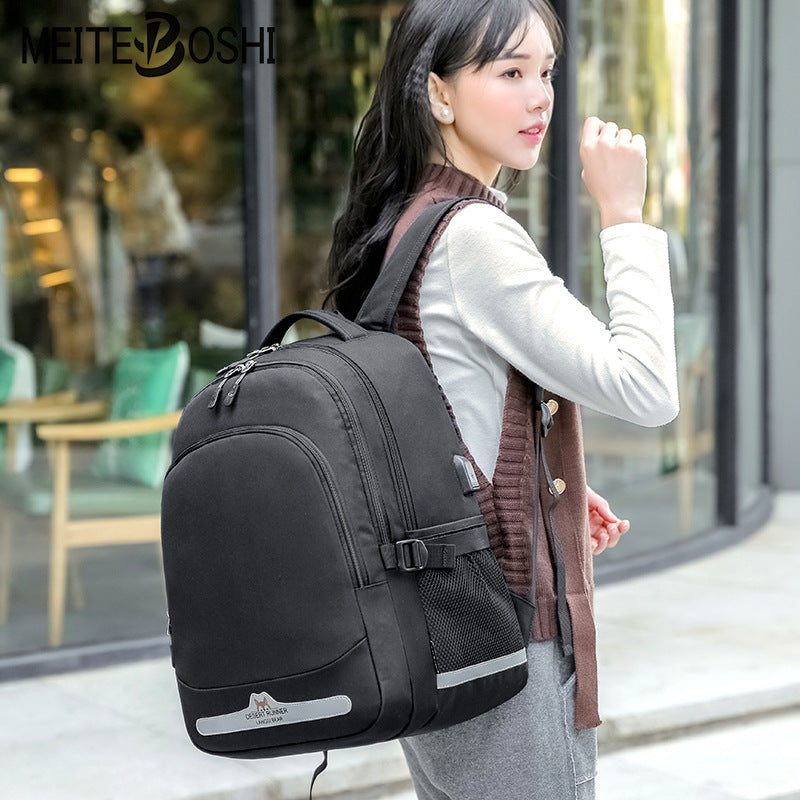 A Multi grid Large Capacity Backpack Cross border Fashion Simplicity Student School Bag Heat Transfer Oxford Cloth Casual Backpack