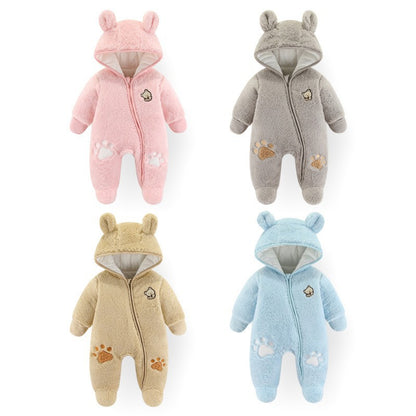 A newborn baby onesie autumn and winter set with cotton thickened warm cotton clothes baby winter clothes foot-wrapped Romper new models