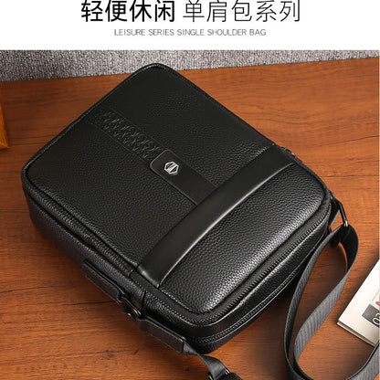 A leather quality high-end men's bag first-layer cowhide Korean version large-capacity shoulder messenger bag business trip mobile phone bag factory