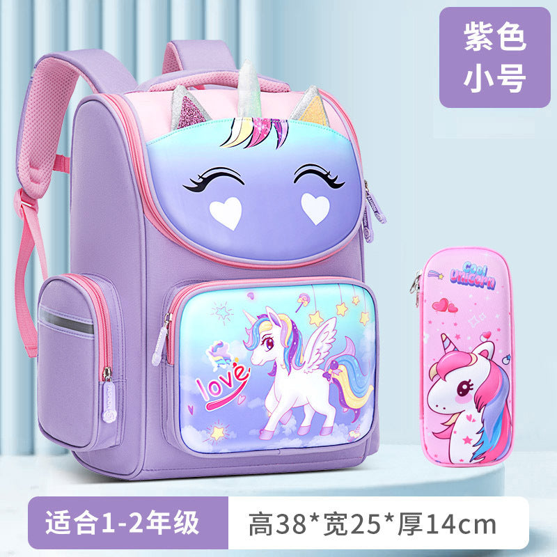 A New Children's School Bag Elementary School Student Burden Reduction Spine Protector Backpack Cute Space Bag for Boys and Girls 1-3-6 Grades