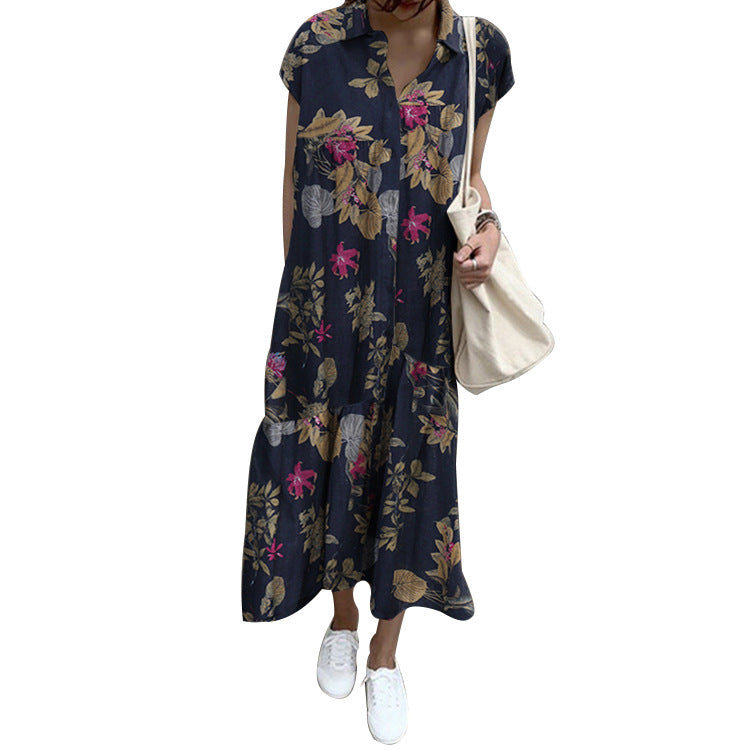 Spring casual style Japanese and Korean casual women's polyester v-neck irregular skirt dress