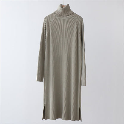 A autumn and winter turtleneck sweater dress winter knitted skirt thickened pit strip bottoming skirt is thin, loose and lazy 7290