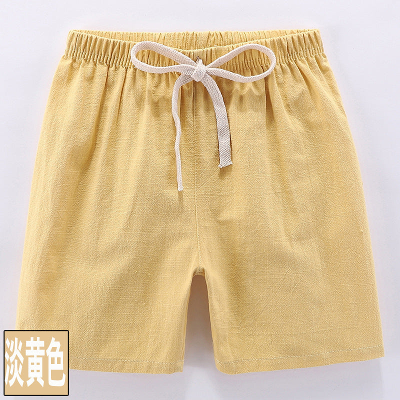 Pantalones cortos para niños, de algodón puro, estilo fino de verano, pantalones deportivos y de ocio de cinco puntos para niños, pantalones cortos para niñas y bebés. 