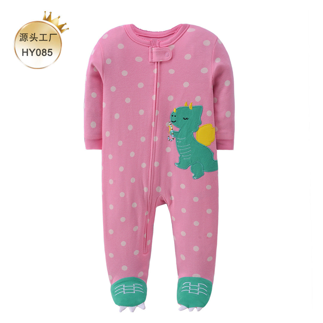 A 0-1 Baby onesie long-sleeved cotton thin newborn baby four-season air-conditioned clothing pajamas Romper socks climbing clothing