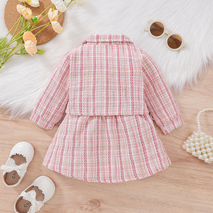 Spring and Autumn New Girl Wool Puller Splice Princess Fragrant Dress Small Coat Cross border Foreign Trade Wholesale 0.13kg