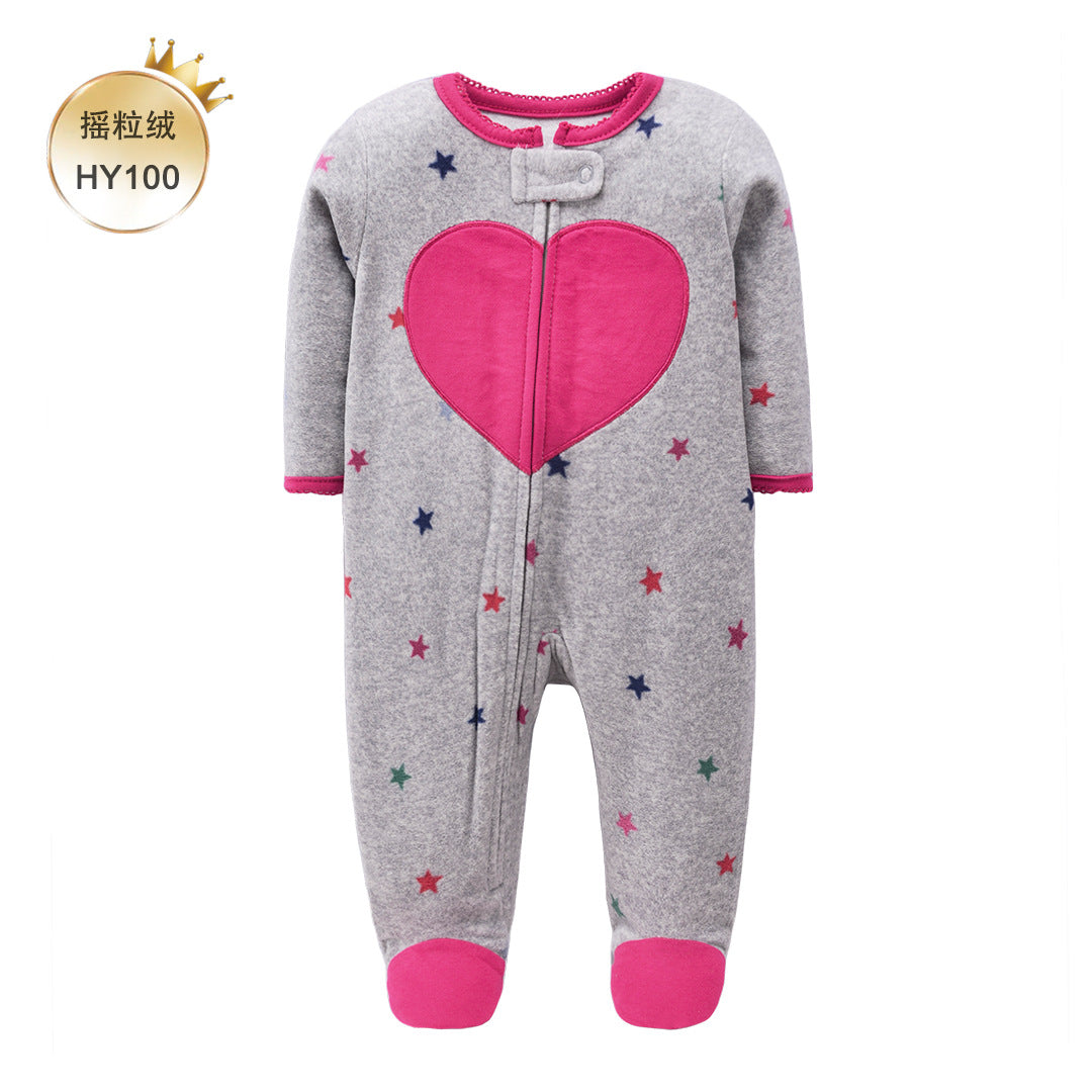 A newborn onesie newborn baby Romper baby fleece long-sleeved socks foot climbing clothes autumn and winter loungewear