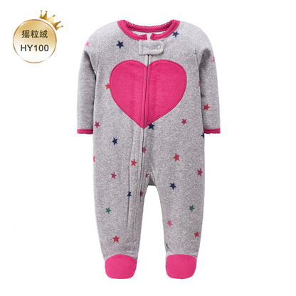 A newborn onesie newborn baby Romper baby fleece long-sleeved socks foot climbing clothes autumn and winter loungewear