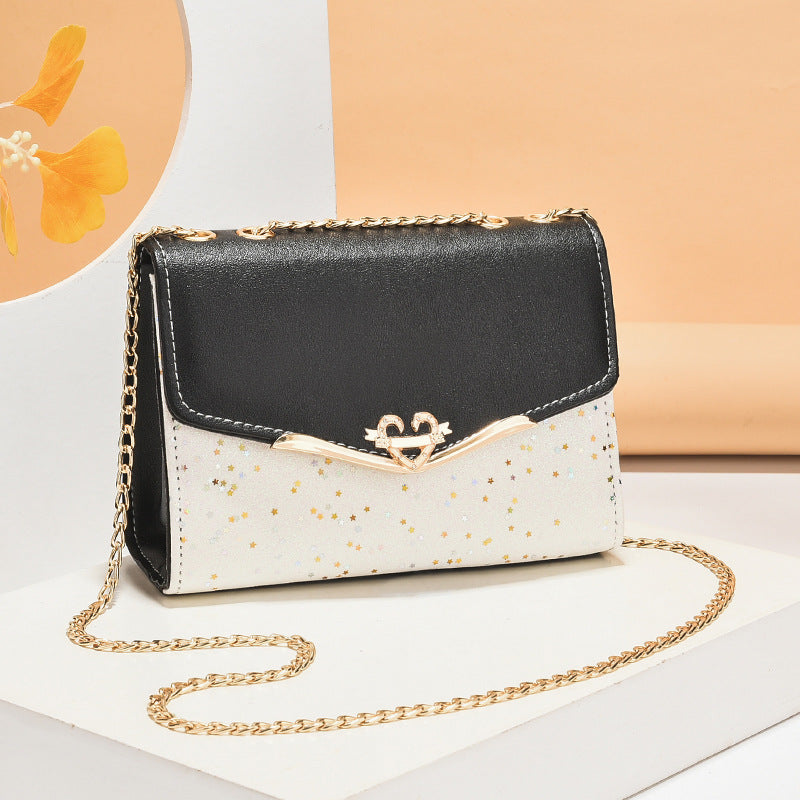 Chain crossbody bag for women, shoulder bag with sequins