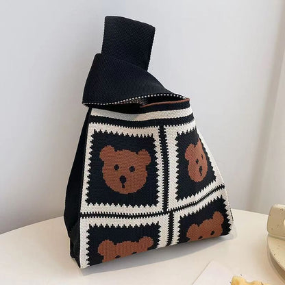 Bolso de mano, lindo bolso de animal, bolso de mujer de punto 