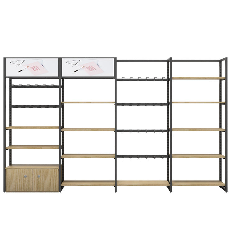 A steel and wood shelves supermarket, convenience store snacks makeup steel and wood supermarket shelves, Guangzhou shelves, mother and baby store shelves