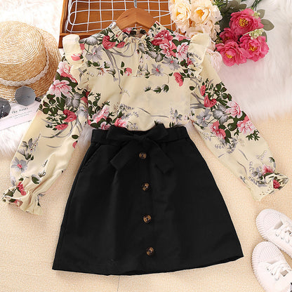 Girl's Spring Dress Set New Children's Clothing Korean Edition Shirt Half Skirt 0.3kg