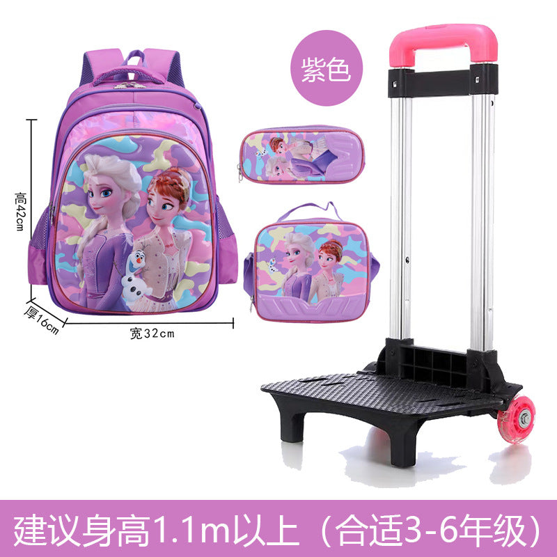 A Factory spot new foreign single three-piece backpack boys, girls, primary school students, children's trolley schoolbags, large capacity