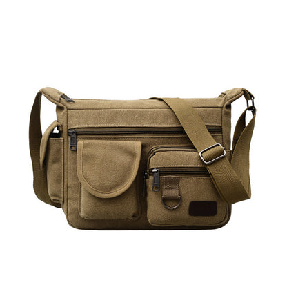 A Crossbody bag Men's high-end men's bag Backpack Men's casual travel bag Shoulder bag Sports retro canvas bag