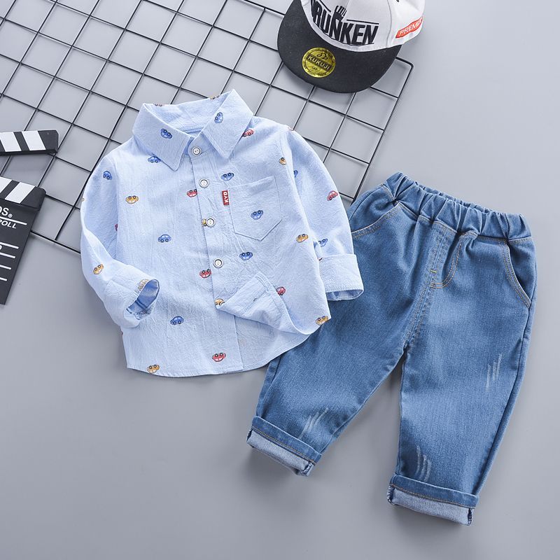 Conjunto de otoño para niños Camisa de dibujos animados de manga larga 0 Camisa para bebés y niños pequeños 1-2-3-5 años Tendencia 0,3 kg 