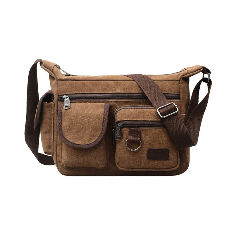 A Crossbody bag Men's high-end men's bag Backpack Men's casual travel bag Shoulder bag Sports retro canvas bag