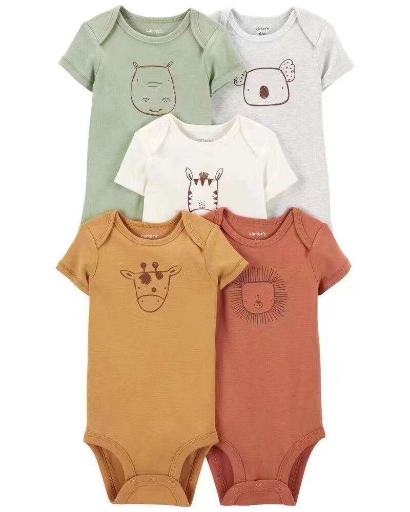 Children's summer new infant short-sleeved triangle clothes crawling clothes, five baby onesies, price for 5 piece 0.28kg